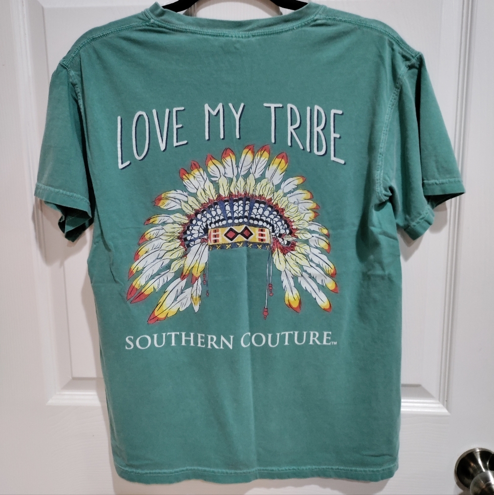 Southern Couture Love My Tribe green tshirt women's size Small